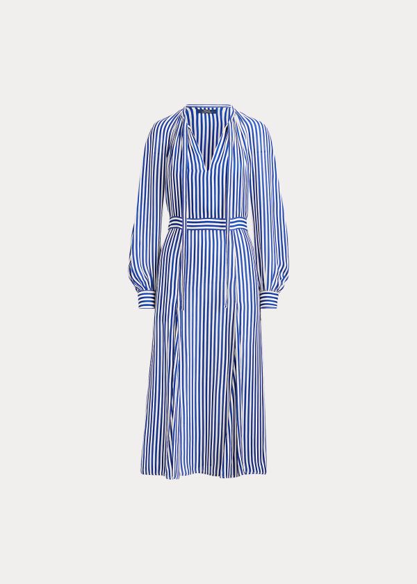 Polo Ralph Lauren Striped Silk-Blend Kjole Dame Danmark (CNODB6091)